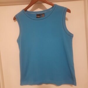 Erika Blue Knit Tank Top  Size XL‎ Design Trim